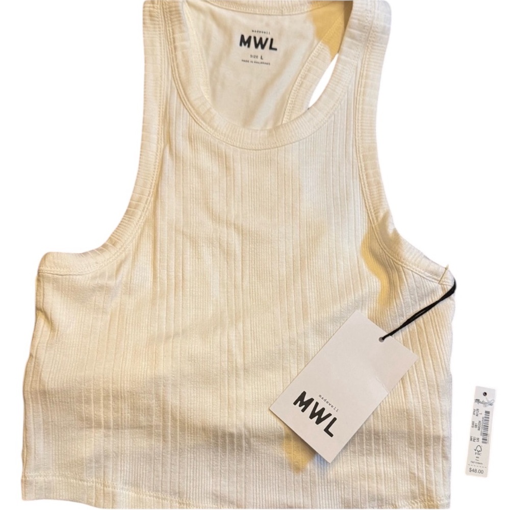 Madewell NWT Variegated Rib Crop Tank in Lighthouse - Picture 5 of 10
